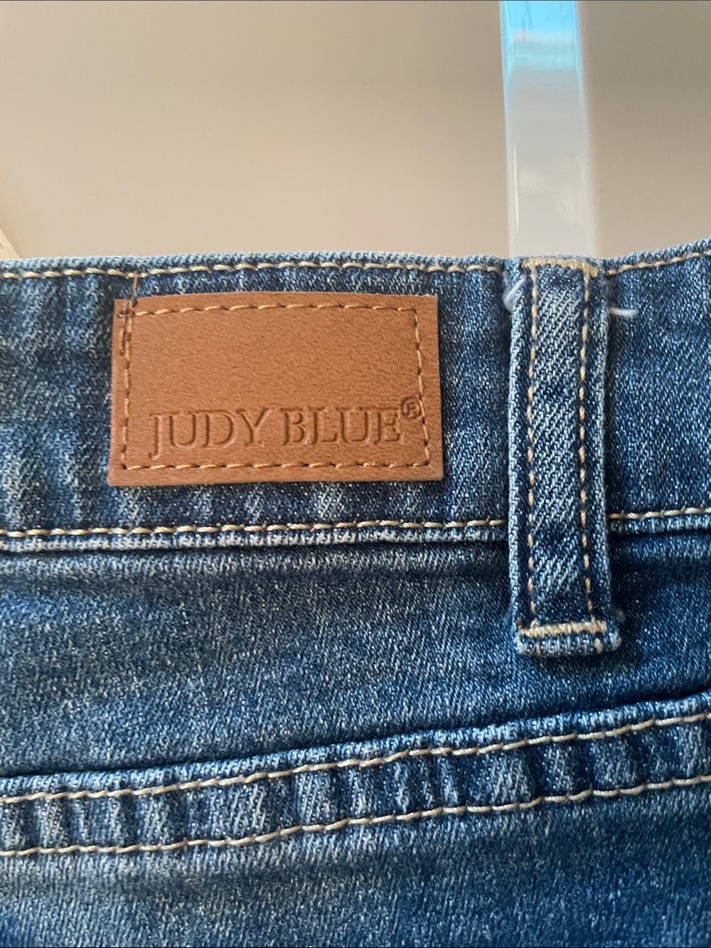 Judy Blue Dark Blue Denim Shorts with White Lace Trim - Picture 6 of 11